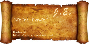Jáni Ernő névjegykártya